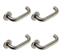 Loops 4x PAIR Round Bar Safety Handle Concealed Fix Round Rose Satin Stainless Steel in Metallics Loops Metallics
