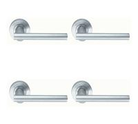 Loops 4x PAIR Round Recessed Bar Handle on Round Rose Concealed Fix Satin Chrome Loops Multicolor