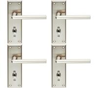 Loops 4x PAIR Rounded Lever on Bathroom Backplate Handle 150 x 50mm Satin Nickel in Metallics Loops Metallics