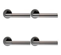 Loops 4x PAIR Sectional Round Bar Handle on Round Rose Concealed Fix Black Nickel in Metallics Loops Metallics
