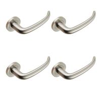 Loops 4x PAIR Slim Rounded Inward Curved Lever on Round Rose Concealed Fix Satin Steel in Metallics Loops Metallics