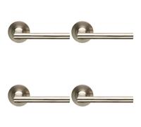 Loops 4x PAIR Slim Straight Elliptical Handle on Round Rose Concealed Fix Satin Steel in Metallics Loops Metallics