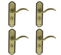 Loops 4x PAIR Spiral Sculpted Lever on Bathroom Backplate 180 x 48mm Florentine Bronze Loops Multicolor
