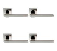 Loops 4x PAIR Square Cut Rectangular Handle on Square Rose Concealed Fix Satin Steel in Metallics Loops Metallics