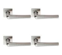 Loops 4x PAIR Square Cut Tapered Handle on Square Rose Concealed Fix Satin Steel in Metallics Loops Metallics