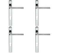 Loops 4x PAIR Straight Lever on Narrow Euro Lock Backplate 220 x 26mm Polished Chrome Loops Multicolor
