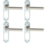 Loops 4x PAIR Straight Lever on Steel Inner Backplate 168mm Door Handle Satin Steel in Metallics Loops Metallics