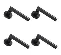 Loops 4x PAIR Straight Plinth Mounted Handle on Round Rose Concealed Fix Matt Black Loops Black