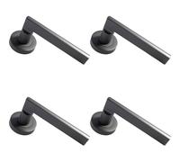 Loops 4x PAIR Straight Plinth Mounted Handle on Round Rose Concealed Fix Matt Bronze Loops Multicolor