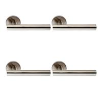 Loops 4x PAIR Straight Round T Bar Handle on Round Rose Concealed Fix Satin Steel in Metallics Loops Metallics
