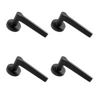 Loops 4x PAIR Straight Rounded Handle on Round Rose Concealed Fix Matt Bronze Loops Multicolor