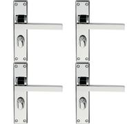 4x PAIR Straight Square Handle on Bathroom Backplate 180 x 40mm Polished Chrome