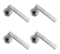 Loops 4x PAIR Straight Square Handle on Round Rose Concealed Fix Satin Nickel in Metallics Loops Metallics