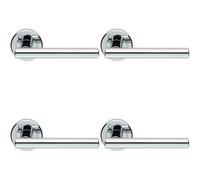 Loops 4x PAIR Straight T Bar Handle on Round Rose Concealed Fix Polished Chrome Loops Multicolor