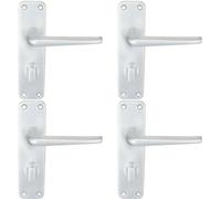 Loops 4x PAIR Straight Tapered Lever on Bathroom Blackplate 152 x 41mm Satin Aluminium in Black Loops Black