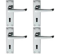 Loops 4x PAIR Straight Victorian Handle on Lock Backplate 150 x 42mm Polished Chrome Loops Multicolor