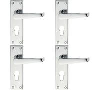 Loops 4x PAIR Straight Victorian Lever on Euro Lock Backplate 150 x 43mm Chrome Loops Multicolor