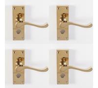 Loops 4x PAIR Victorian Scroll Handle on Bathroom Backplate 120 x 41mm Polished Brass in Metallics Loops Metallics
