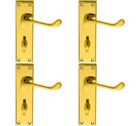 4x PAIR Victorian Scroll Handle on Bathroom Backplate 150 x 43mm Polished Brass