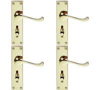 Loops 4x PAIR Victorian Scroll Handle on Bathroom Backplate 155 x 41mm Polished Brass in Metallics Loops Metallics