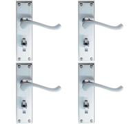 Loops 4x PAIR Victorian Scroll Handle on Bathroom Backplate 155 x 41mm Satin Chrome Loops Multicolor