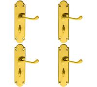 Loops 4x PAIR Victorian Scroll Handle on Bathroom Backplate 205 x 49mm Polished Brass in Metallics Loops Metallics
