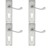 Loops 4x PAIR Victorian Scroll Handle on Euro Lock Backplate 150 x 43mm Satin Chrome Loops Multicolor