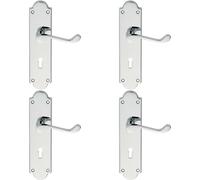 Loops 4x PAIR Victorian Scroll Handle on Lock Backplate 205 x 49mm Polished Chrome Loops Multicolor