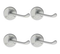 Loops 4x PAIR Victorian Scroll Lever on 58mm Round Rose Satin Chrome Door Handle Loops Multicolor