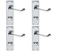 Loops 4x PAIR Victorian Scroll Lever on Bathroom Backplate 155 x 41mm Polished Chrome Loops Multicolor