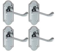 4x PAIR Victorian Scroll Lever on Short Latch Backplate 112 x 48mm Chrome