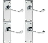 Loops 4x PAIR Victorian Scroll Lever on Short Latch Backplate 118 x 43mm Chrome Loops Multicolor