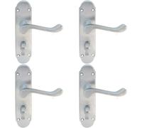 Loops 4x PAIR Victorian Upturned Handle on Bahtroom Backplate 170 x 42mm Satin Chrome Loops Multicolor