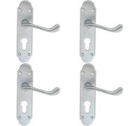 Loops 4x PAIR Victorian Upturned Handle on Euro Lock Backplate 170 x 42 Satin Chrome Loops Multicolor