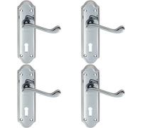 Loops 4x PAIR Victorian Upturned Handle on Lock Backplate 168 x 47mm Polished Chrome Loops Multicolor
