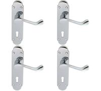 Loops 4x PAIR Victorian Upturned Handle on Lock Backplate 170 x 42mm Polished Chrome Loops Multicolor