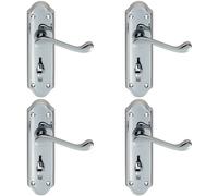 Loops 4x PAIR Victorian Upturned Lever on Bathroom Backplate 168 x 47mm Chrome Loops Multicolor