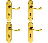 Loops 4x PAIR Victorian Upturned Lever on Bathroom Backplate 170 x 42mm Brass in Metallics Loops Metallics