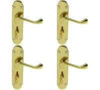 Loops 4x PAIR Victorian Upturned Lever on Bathroom Backplate 170 x 42mm Polished Brass in Metallics Loops Metallics