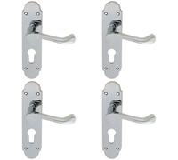 Loops 4x PAIR Victorian Upturned Lever on Euro Lock Backplate 170 x 42 Polished Chrome Loops Multicolor