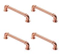 4x Pipe Design Cabinet Pull Handle 128mm Fixing Centres 12mm Dia Satin Copper