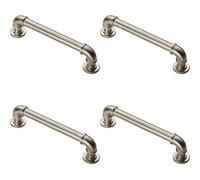 Loops 4x Pipe Design Cabinet Pull Handle 128mm Fixing Centres 12mm Dia Satin Nickel in Metallics Loops Metallics