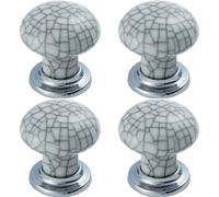 Loops 4x Porcelain Mushroom Cupboard Door Knob Glaze Design Polished & Matt Chrome Loops Multicolor