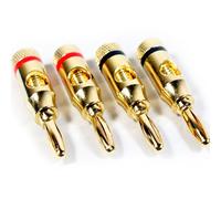 Loops 4x Premium - 4mm Banana Plugs - 24k Gold Plated - Speaker Cable/Amp HiFi Connectors