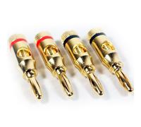 Loops 4x Premium 4mm Banana Plugs 24k Gold Plated Speaker Cable Amp HiFi Connectors in Black Loops Black