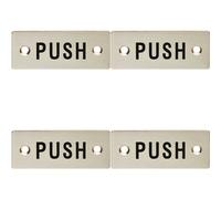 Loops 4x Rectangular Door Push Sign 75 x 30mm Satin Stainless Steel Door Plate in Metallics Loops Metallics