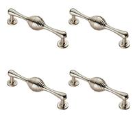 Loops 4x Reeded Beehive Handle on Round Rose & Stem 128mm Fixing Centres Nickel in Metallics Loops Metallics