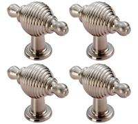 Loops 4X Reeded Beehive Style Cabinet Door Knob With Finials 26mm Dia Rose Nickel