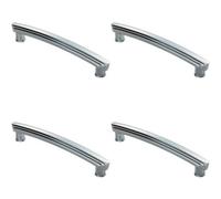 Loops 4X Ridge Design Curved Cabinet Pull Handle 160mm Fixing Centres Polished Chrome