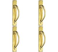 Loops 4X Right Handed Curved Door Pull Handle 457 X 75mm Backplate Polished Brass